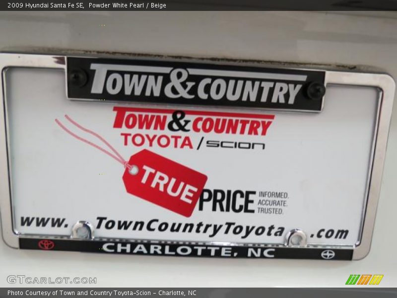 Powder White Pearl / Beige 2009 Hyundai Santa Fe SE