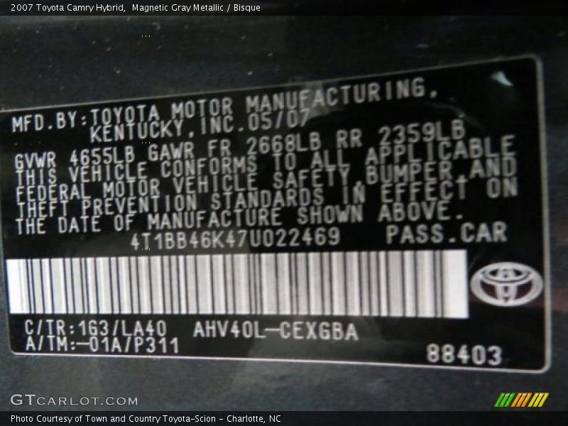 Magnetic Gray Metallic / Bisque 2007 Toyota Camry Hybrid