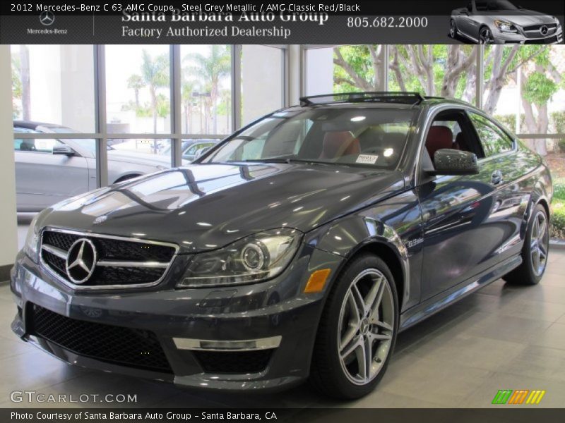 Steel Grey Metallic / AMG Classic Red/Black 2012 Mercedes-Benz C 63 AMG Coupe