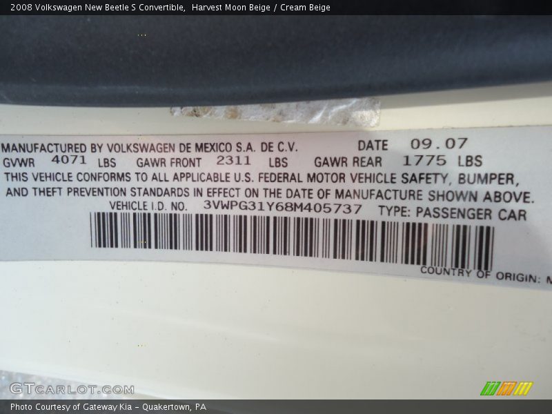 Harvest Moon Beige / Cream Beige 2008 Volkswagen New Beetle S Convertible