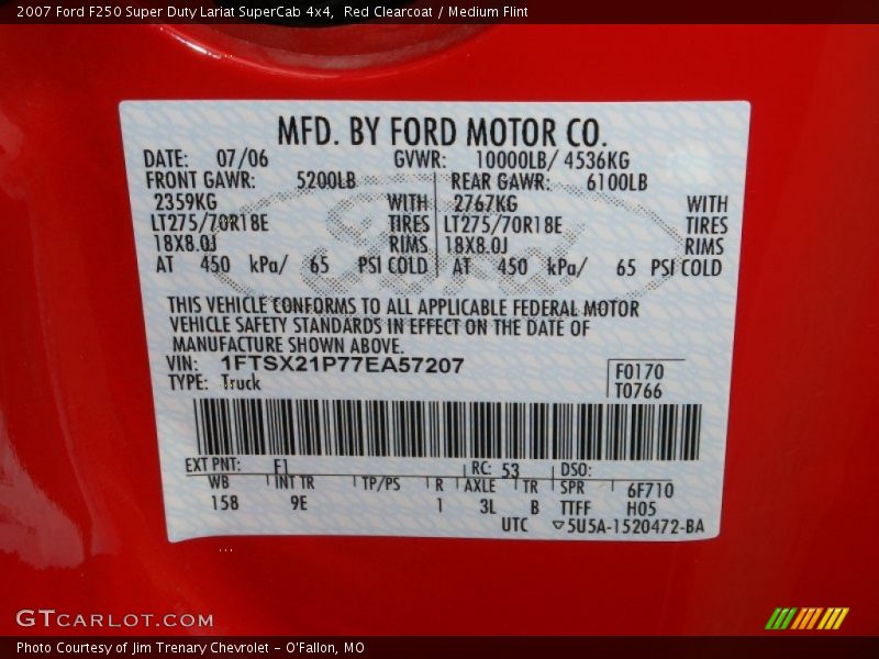 Red Clearcoat / Medium Flint 2007 Ford F250 Super Duty Lariat SuperCab 4x4