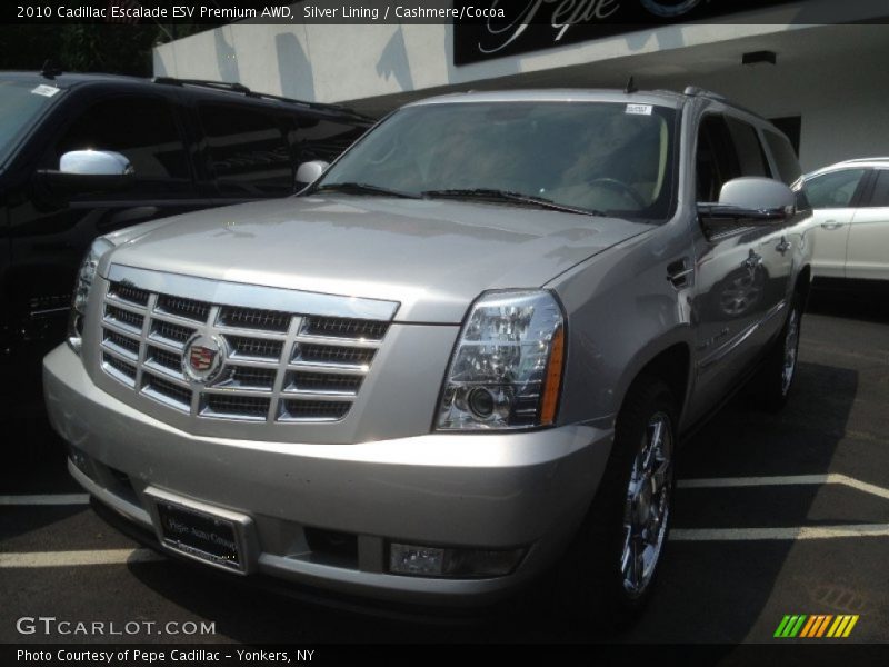 Silver Lining / Cashmere/Cocoa 2010 Cadillac Escalade ESV Premium AWD