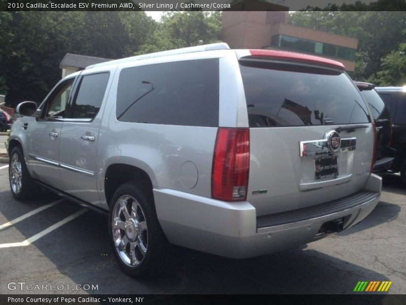 Silver Lining / Cashmere/Cocoa 2010 Cadillac Escalade ESV Premium AWD