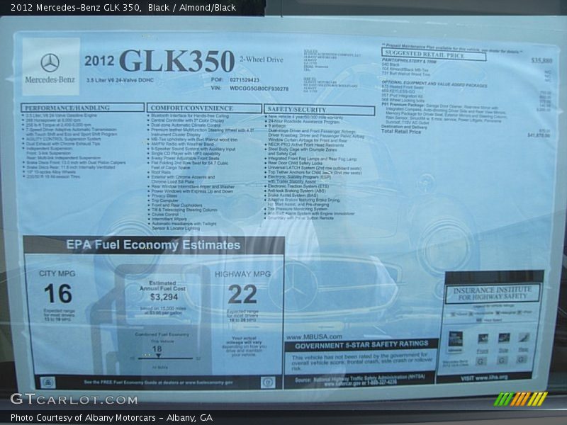 Black / Almond/Black 2012 Mercedes-Benz GLK 350