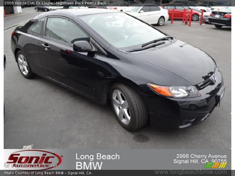 Nighthawk Black Pearl / Black 2008 Honda Civic EX Coupe