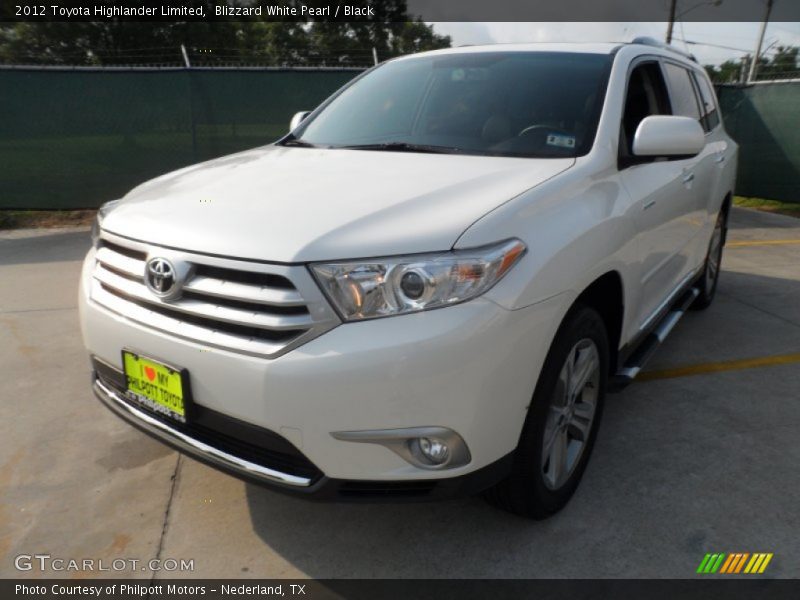 Blizzard White Pearl / Black 2012 Toyota Highlander Limited