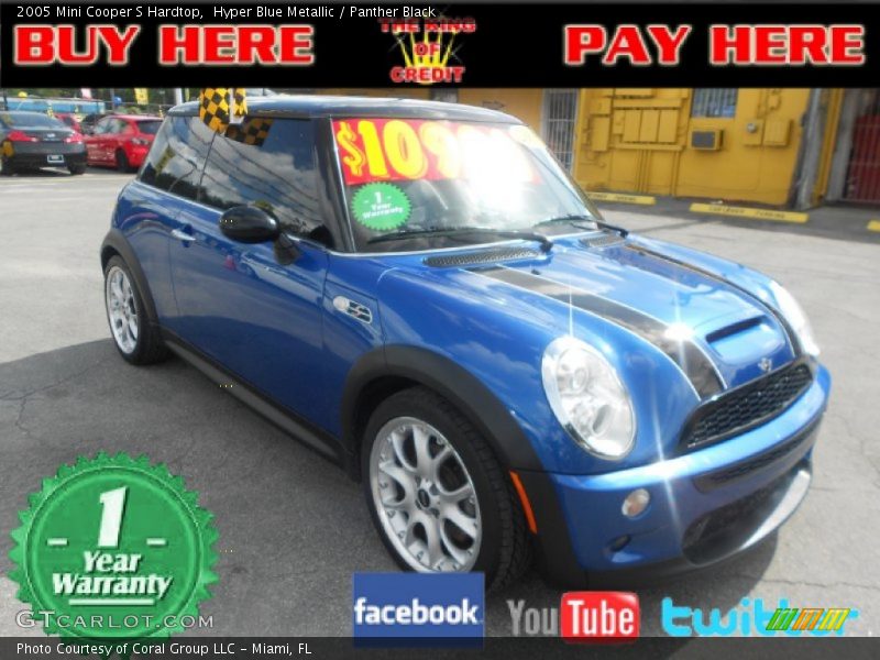 Hyper Blue Metallic / Panther Black 2005 Mini Cooper S Hardtop