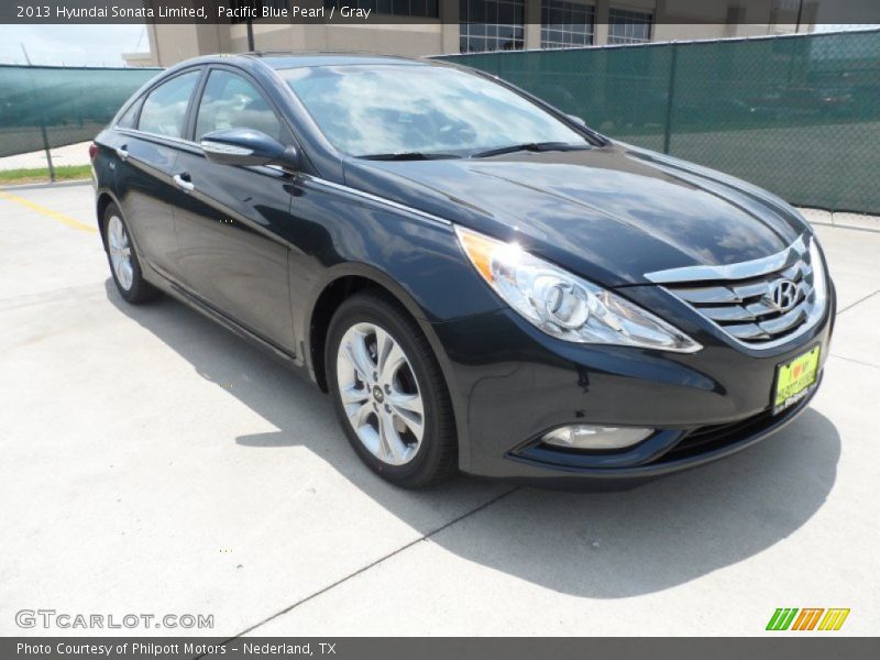 Pacific Blue Pearl / Gray 2013 Hyundai Sonata Limited