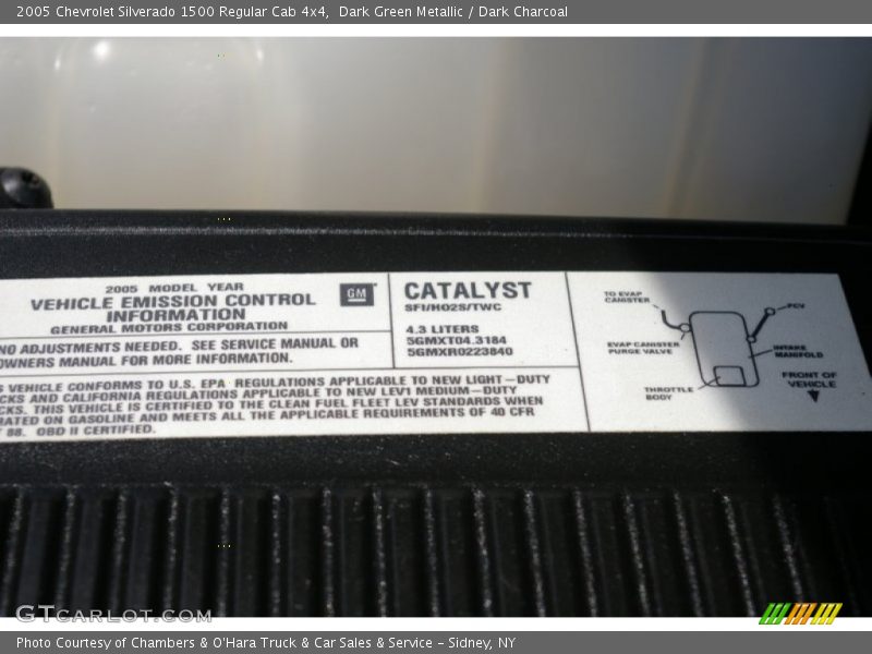 Dark Green Metallic / Dark Charcoal 2005 Chevrolet Silverado 1500 Regular Cab 4x4