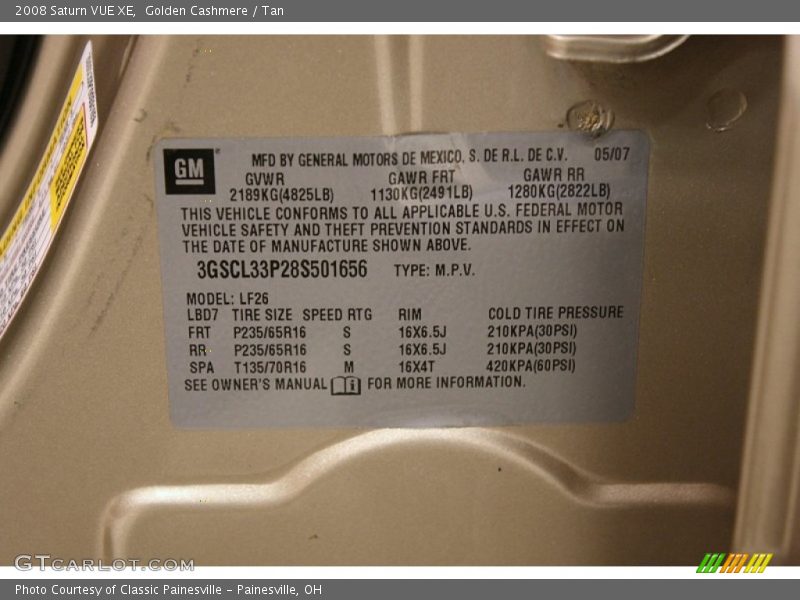 Golden Cashmere / Tan 2008 Saturn VUE XE