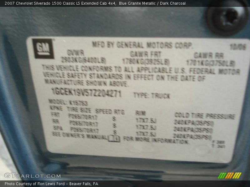 Blue Granite Metallic / Dark Charcoal 2007 Chevrolet Silverado 1500 Classic LS Extended Cab 4x4