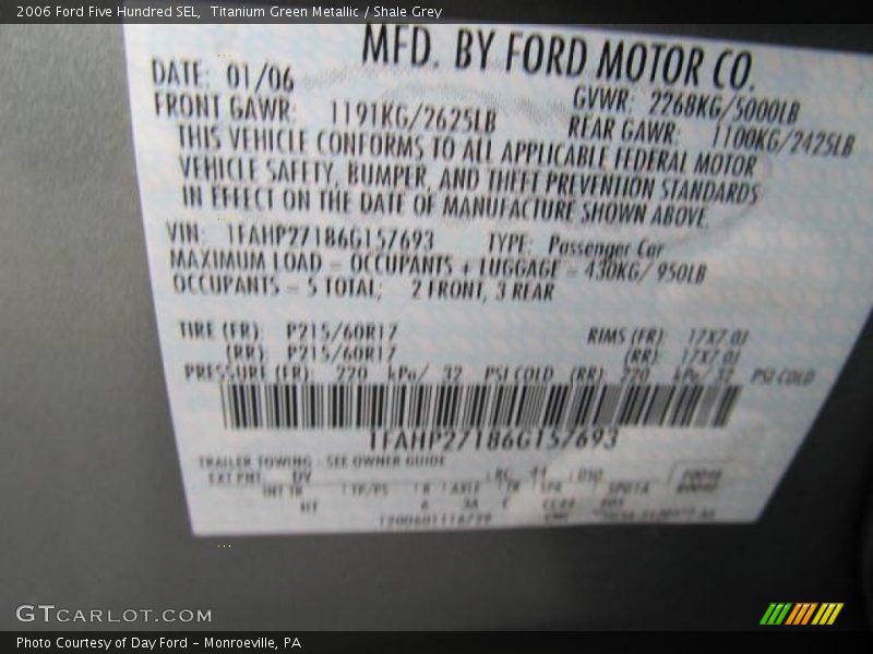 DV - 2006 Ford Five Hundred SEL