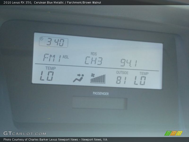 Cerulean Blue Metallic / Parchment/Brown Walnut 2010 Lexus RX 350