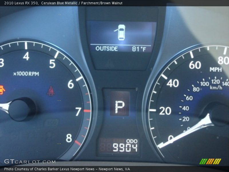 Cerulean Blue Metallic / Parchment/Brown Walnut 2010 Lexus RX 350