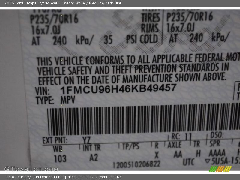 Oxford White / Medium/Dark Flint 2006 Ford Escape Hybrid 4WD