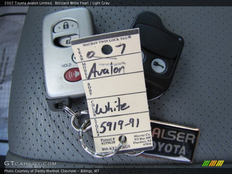 Blizzard White Pearl / Light Gray 2007 Toyota Avalon Limited