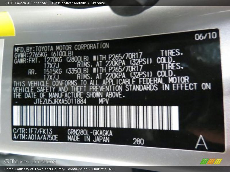 Classic Silver Metallic / Graphite 2010 Toyota 4Runner SR5