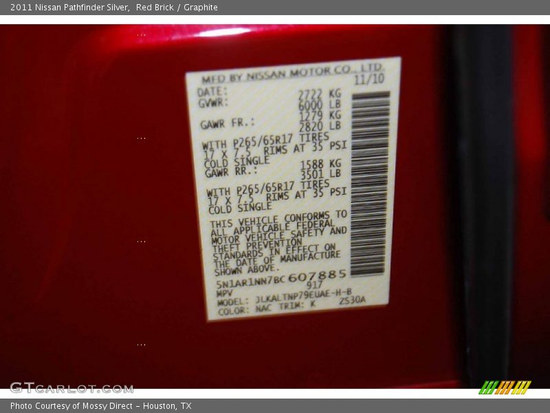 Red Brick / Graphite 2011 Nissan Pathfinder Silver