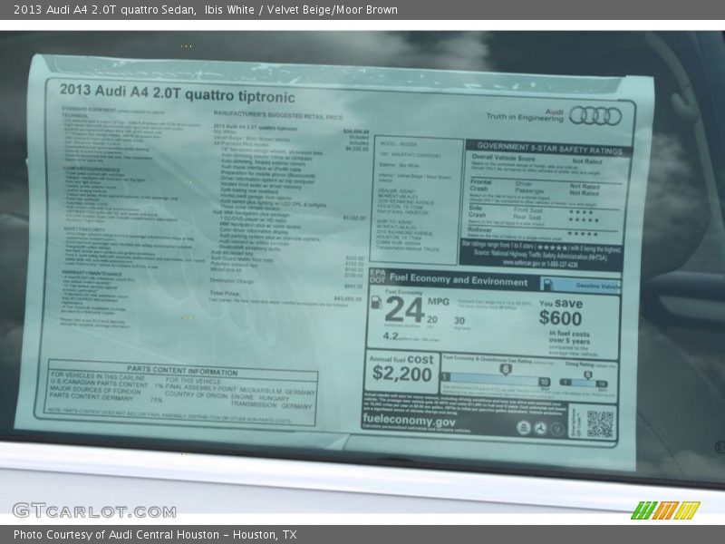 Ibis White / Velvet Beige/Moor Brown 2013 Audi A4 2.0T quattro Sedan