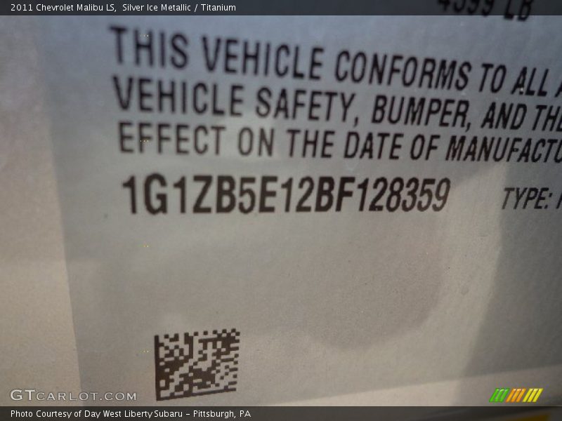Silver Ice Metallic / Titanium 2011 Chevrolet Malibu LS