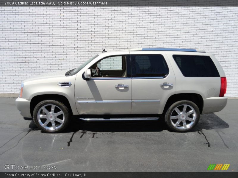 Gold Mist / Cocoa/Cashmere 2009 Cadillac Escalade AWD