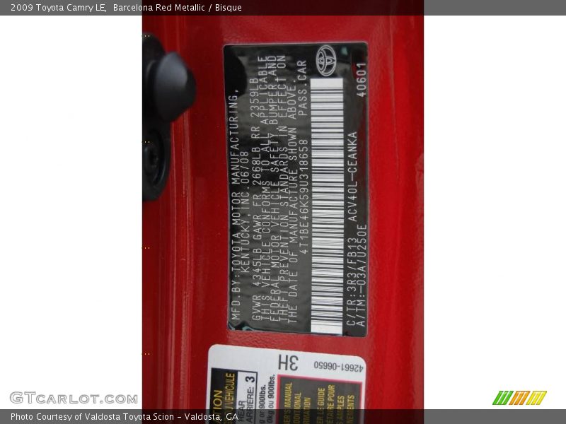 Barcelona Red Metallic / Bisque 2009 Toyota Camry LE