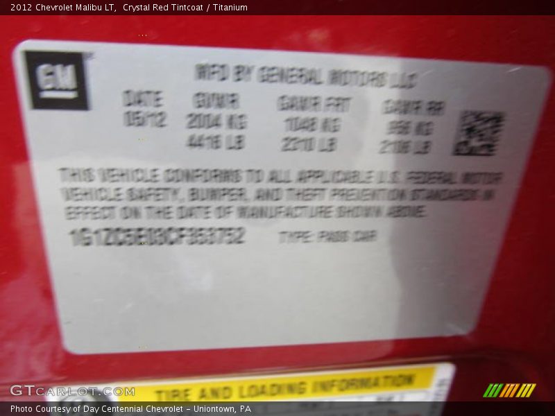 Crystal Red Tintcoat / Titanium 2012 Chevrolet Malibu LT