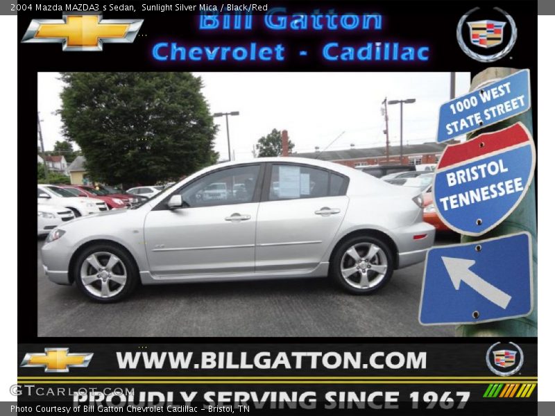 Sunlight Silver Mica / Black/Red 2004 Mazda MAZDA3 s Sedan