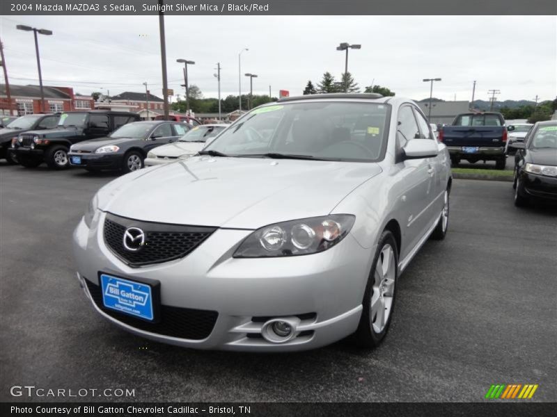 Sunlight Silver Mica / Black/Red 2004 Mazda MAZDA3 s Sedan