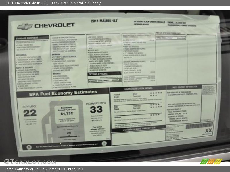 Black Granite Metallic / Ebony 2011 Chevrolet Malibu LT