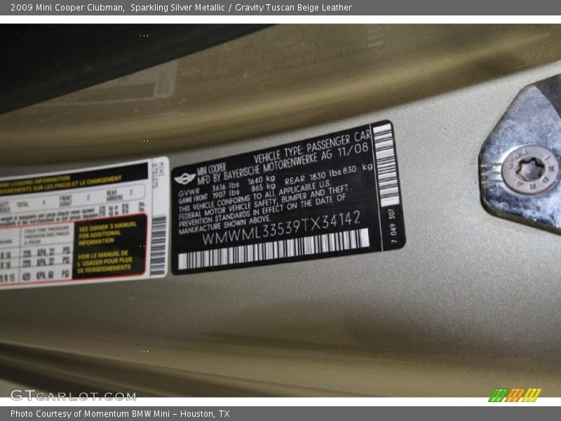 Sparkling Silver Metallic / Gravity Tuscan Beige Leather 2009 Mini Cooper Clubman