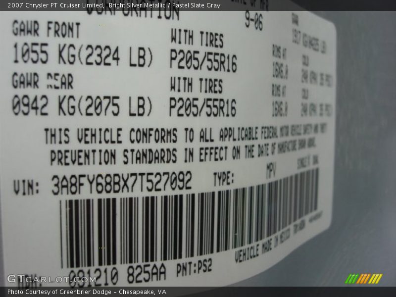 Bright Silver Metallic / Pastel Slate Gray 2007 Chrysler PT Cruiser Limited