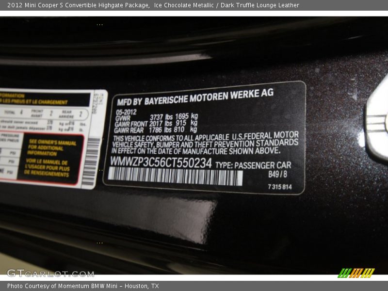 B49 - 2012 Mini Cooper S Convertible Highgate Package