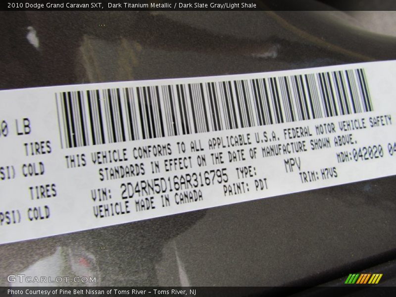 Dark Titanium Metallic / Dark Slate Gray/Light Shale 2010 Dodge Grand Caravan SXT