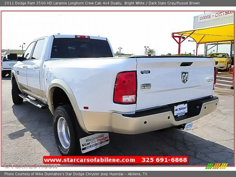 Bright White / Dark Slate Gray/Russet Brown 2011 Dodge Ram 3500 HD Laramie Longhorn Crew Cab 4x4 Dually