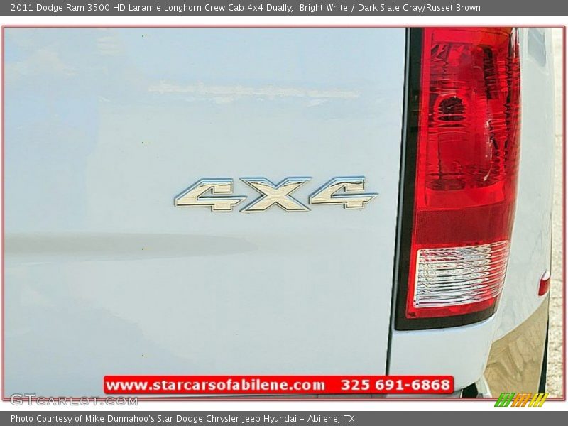 Bright White / Dark Slate Gray/Russet Brown 2011 Dodge Ram 3500 HD Laramie Longhorn Crew Cab 4x4 Dually