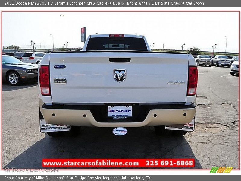 Bright White / Dark Slate Gray/Russet Brown 2011 Dodge Ram 3500 HD Laramie Longhorn Crew Cab 4x4 Dually