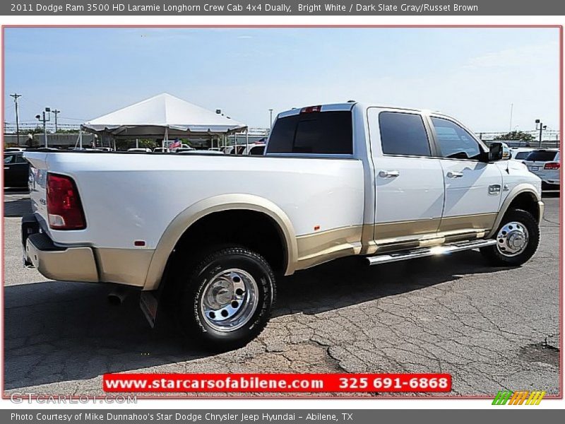 Bright White / Dark Slate Gray/Russet Brown 2011 Dodge Ram 3500 HD Laramie Longhorn Crew Cab 4x4 Dually