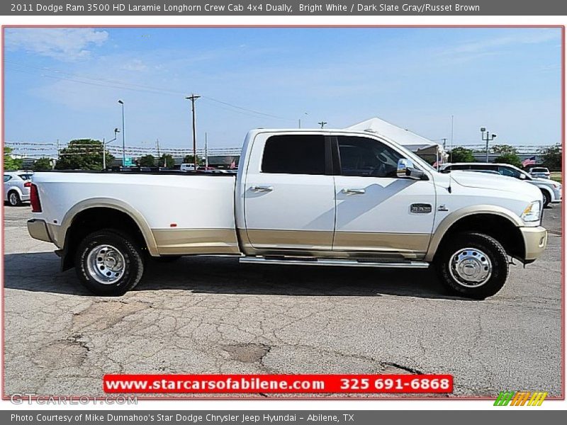Bright White / Dark Slate Gray/Russet Brown 2011 Dodge Ram 3500 HD Laramie Longhorn Crew Cab 4x4 Dually