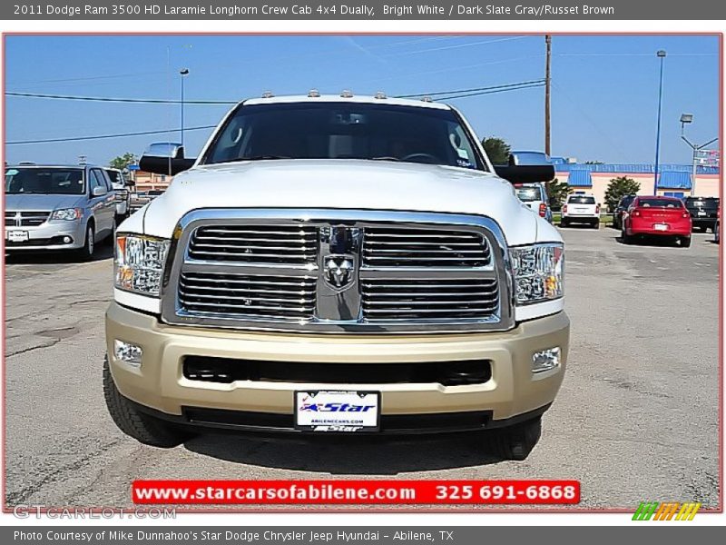 Bright White / Dark Slate Gray/Russet Brown 2011 Dodge Ram 3500 HD Laramie Longhorn Crew Cab 4x4 Dually