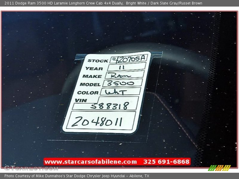 Bright White / Dark Slate Gray/Russet Brown 2011 Dodge Ram 3500 HD Laramie Longhorn Crew Cab 4x4 Dually