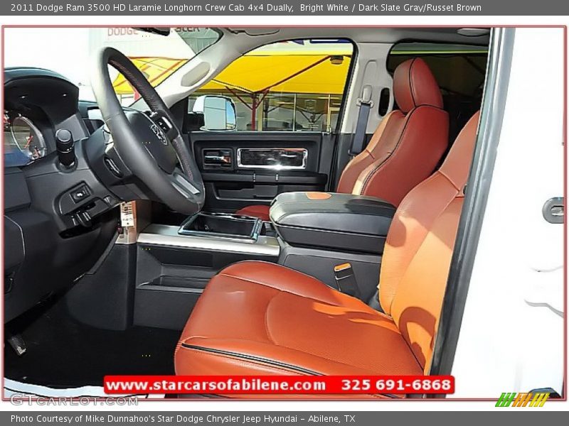 Bright White / Dark Slate Gray/Russet Brown 2011 Dodge Ram 3500 HD Laramie Longhorn Crew Cab 4x4 Dually