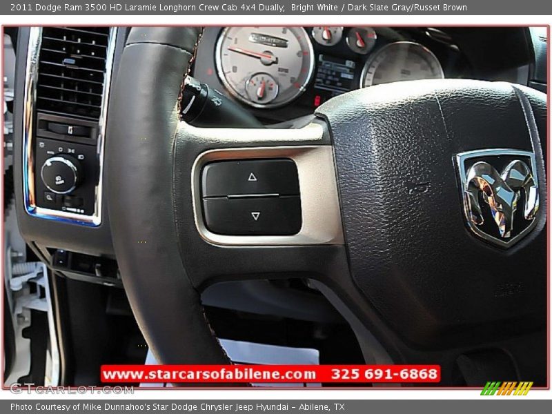 Bright White / Dark Slate Gray/Russet Brown 2011 Dodge Ram 3500 HD Laramie Longhorn Crew Cab 4x4 Dually