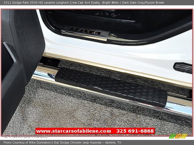 Bright White / Dark Slate Gray/Russet Brown 2011 Dodge Ram 3500 HD Laramie Longhorn Crew Cab 4x4 Dually