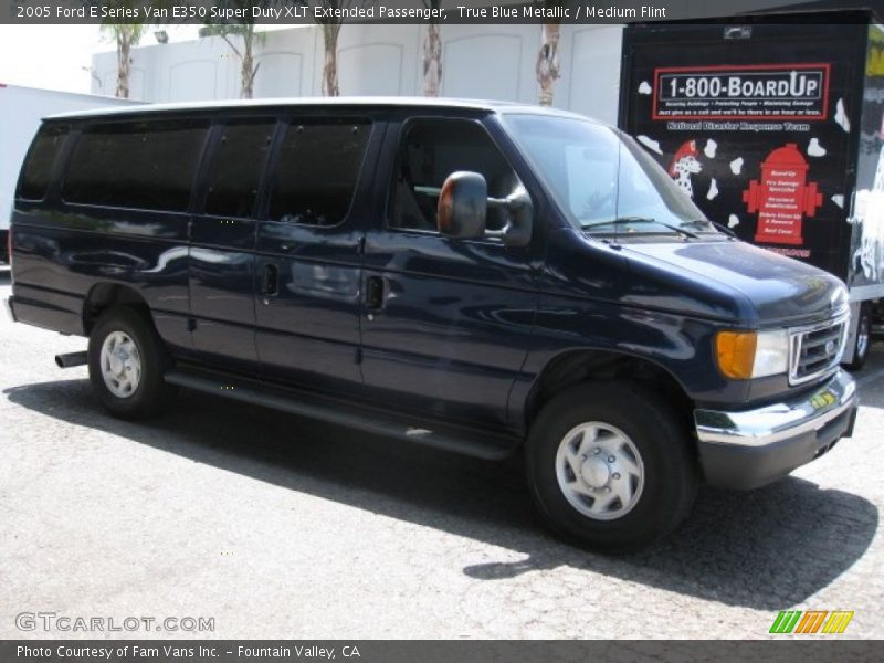 True Blue Metallic / Medium Flint 2005 Ford E Series Van E350 Super Duty XLT Extended Passenger