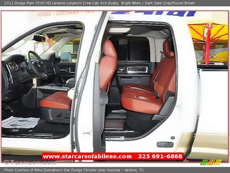 Bright White / Dark Slate Gray/Russet Brown 2011 Dodge Ram 3500 HD Laramie Longhorn Crew Cab 4x4 Dually