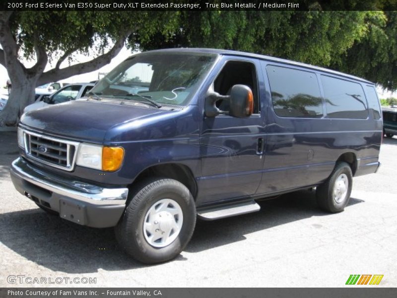 True Blue Metallic / Medium Flint 2005 Ford E Series Van E350 Super Duty XLT Extended Passenger