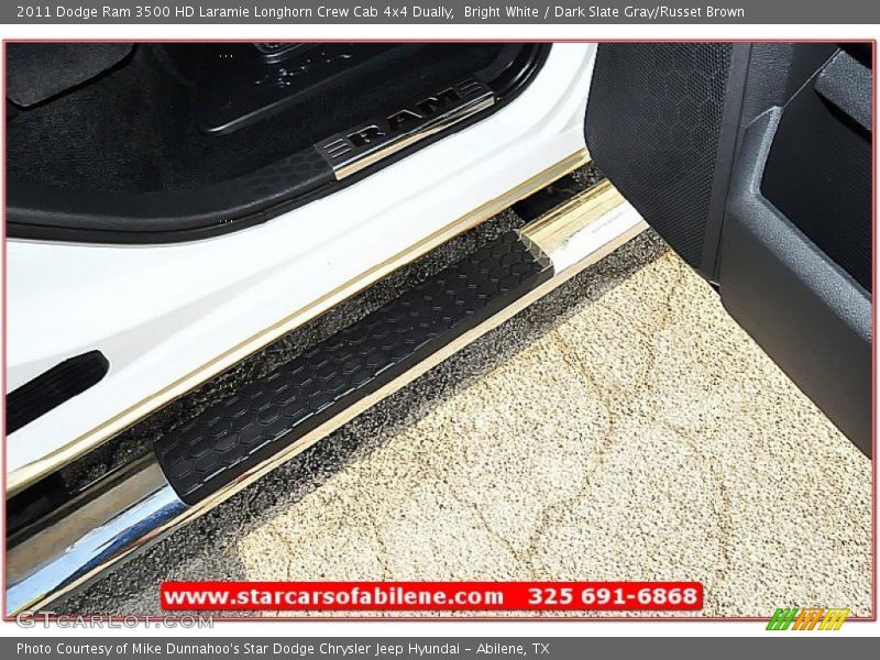 Bright White / Dark Slate Gray/Russet Brown 2011 Dodge Ram 3500 HD Laramie Longhorn Crew Cab 4x4 Dually