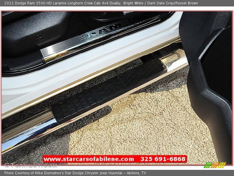 Bright White / Dark Slate Gray/Russet Brown 2011 Dodge Ram 3500 HD Laramie Longhorn Crew Cab 4x4 Dually