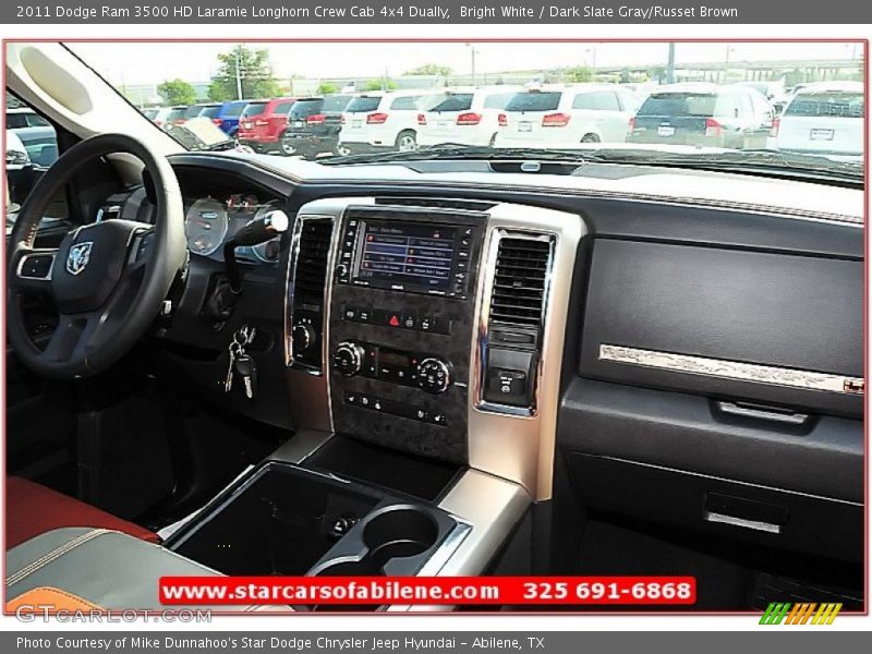 Bright White / Dark Slate Gray/Russet Brown 2011 Dodge Ram 3500 HD Laramie Longhorn Crew Cab 4x4 Dually
